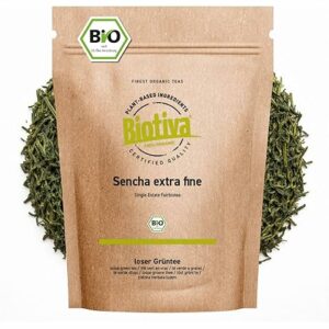Sencha tè Verde Biologico 250g | Prezzo massimo | Confezione da 100 tazze | Delicato, leggermente erbaceo, ma sottilmente aspro e fiorito | Certificato Fairbiotea | Biotiva - Image 1