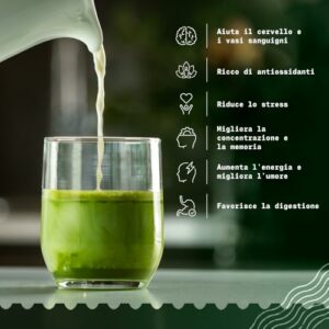 NaturaleBio Tè Verde Matcha Biologico in Polvere 100g. Grado Premium. The Matcha Prodotto in Giappone. Ideale da Bere, per i Dolci, Frullati, Tè freddo, nel Latte e come ingrediente - Image 4