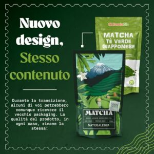 NaturaleBio Tè Verde Matcha Biologico in Polvere 100g. Grado Premium. The Matcha Prodotto in Giappone. Ideale da Bere, per i Dolci, Frullati, Tè freddo, nel Latte e come ingrediente - Image 5