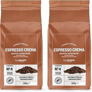 Annuncio sponsorizzato – by Amazon Espresso Crema in chicchi, tostatura chiara, 1kg, 2 Confezioni da 500g - Certificato Ra...