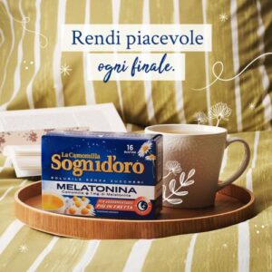 Camomilla Sogni d'oro solubile con melatonina, 16 Filtri, senza zuccheri e glutine, immediatamente solubile, facile da preparare, sonno rapido. - Image 4