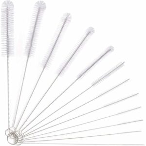Vicloon Spazzolino per Bottiglie, 12Pezzi Spazzola di Pulizia Set Multiuso Spazzola Bottiglia per Tubo, Tastiera, Provetta, B - Image 1