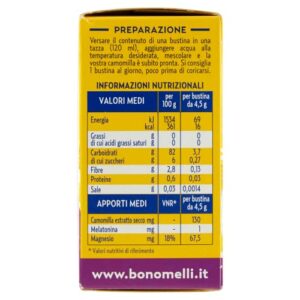 Bonomelli Camomilla Solubile con Melatonina e Magnesio 16 Bustine, Contro Stanchezza e Affaticamento, Infuso Rilassante, Senza Zucchero (72g) - Image 3