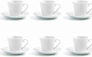 Quid Renova Blanca Set 6 tazze con piatto porcellana 9 cl porcellana adatta a microonde riciclabile - Image 1