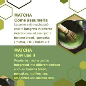ERBOTECH Tè Matcha BIO, The Verde Giapponese Biologico in Polvere, Busta da 100g, Multivitaminico Naturale al 100%, Vegan. Ideale per Dolci, Frullati, Tè freddo - Image 5
