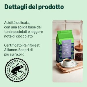 by Amazon Caffè in Grani Brasiliano, Tostatura Media, 1kg (2 Confezioni da 500g) - Certificato Rainforest Alliance - Image 4