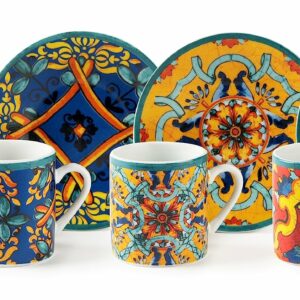 Excelsa , Porcellana, Set 6 tazzine da caffè Trinacria con piattino, multicolore - Image 2
