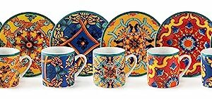 Excelsa , Porcellana, Set 6 tazzine da caffè Trinacria con piattino, multicolore - Image 3