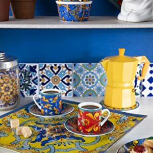 Excelsa , Porcellana, Set 6 tazzine da caffè Trinacria con piattino, multicolore - Image 5