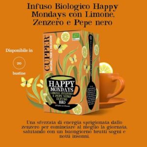 CUPPER Happy Mondays Infuso Biologico con Limone, Zenzero e Pepe Nero, Tisana Energizzante con Ingredienti Naturali, Gusto Speziato, Filtri 100% Biodegradabili, Confezione da 20 Bustine - Image 3
