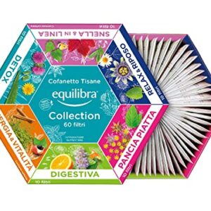 Equilibra, Cofanetto Tisane Funzionali, 60 bustine, 6 Varianti, Tisane Detox, Energia, Pancia Piatta, Digestiva, Relax, Snella&in Linea, Idea Regalo, con Materiali Riciclabili, Ottime Anche a Freddo - Image 2