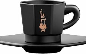 Bialetti Tazzine Ottagonali, Porcellana, Nero-Oro Rosa, 75 UnitÃ - Image 1