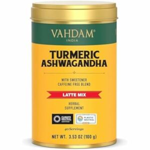 VAHDAM Golden Milk Latte in Polvere Curcuma & Ashwagandha | 100 g–40 Tazze | Senza Caffeina, Senza Zuccheri Aggiunti | Prep… - Image 1
