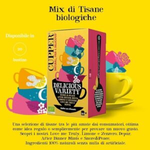 Cupper Cofanetto Mix di Tisane Biologiche, Assortimento After Dinner Mints, Love Me Truly Chai, Snore&Peace, Limone e Zenzero e Infuso Depur, Confezione da 20 Bustine - Image 3
