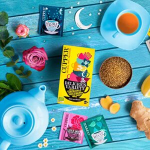 Cupper Cofanetto Mix di Tisane Biologiche, Assortimento After Dinner Mints, Love Me Truly Chai, Snore&Peace, Limone e Zenzero e Infuso Depur, Confezione da 20 Bustine - Image 4