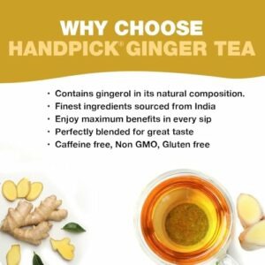 HANDPICK, Tè allo Zenzero - 100 Filtri Rotondi Ecosostenibili - Tisane Senza Caffeina e Non OGM - Con Radice di Zenzero Pura - Gusto Speziato e Delicato - Sigillato Sottovuoto per Freschezza - Image 5