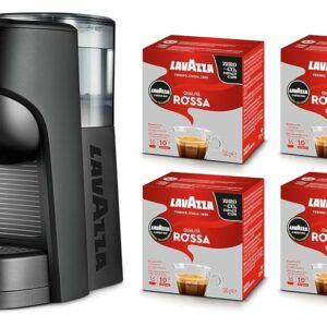 Lavazza, A Modo Mio Macchina per Caffè Tiny Eco Nera con 64 Capsule Qualità Rossa Incluse, Macchina per Espresso in Plastica - Image 1