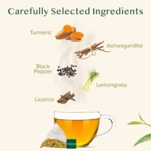 VAHDAM, Tisane Curcuma e Ashwagandha (30 Bustine) | Senza Caffeina | 100% Infusi e Tisane Dolci e Aromatici | Tè alle erbe … - Image 4