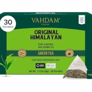 VAHDAM, Tè Verde dell'Himalaya (30 Bustine) Te Verde in Foglie di Alta Montagna | In Bustine Piramidali per una Infusione P… - Image 1