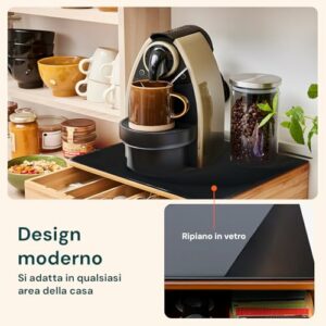 Avilia Porta Cialde in Bambù con Cassetto e Ripiano in Vetro – Organizer per Cialde, Capsule e Tisane – Porta Capsule Caffè, - Image 5