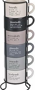 Villa d'Este Home Tivoli Set 6 tazzine caffè 90 ml in porcellana con stand, Victionary - Image 1