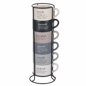 Villa d'Este Home Tivoli Set 6 tazzine caffè 90 ml in porcellana con stand, Victionary - Image 3