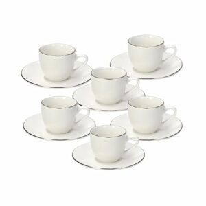 Tognana Fascetta Oro, confezione 6 tazze caffè con piattino, porcellana, bianco - Image 3