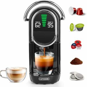 Magician1 Mini Macchina da Caffè Cialde 5in1 per Nespresso Originali, Dolce Gusto, Lavazza A Modo Mio, ESE 44 Cialde e Caffè - Image 1