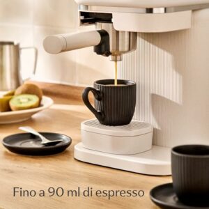 Cosumy Tazzine Caffe Espresso Moderne con Piattino - 6 Tazze 90ml con Manico - Unico disegno a righe - Ceramica Nero Opaca... - Image 5