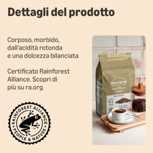 by Amazon House Blend, in grani di caffè, tostatura media, 1 kg, certificato Rainforest Alliance - Image 4